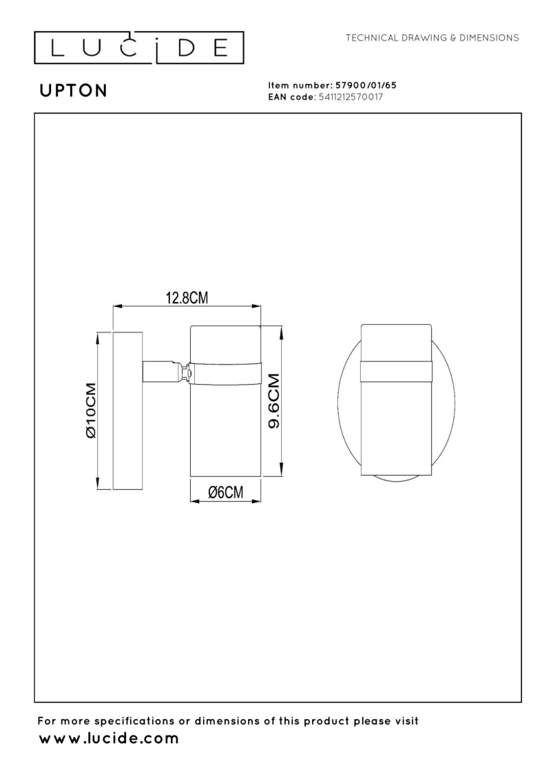 Lucide UPTON - Nástenné bodové svietidlo / Nástenné svietidlo - 1xGU10 - Smoke Grey